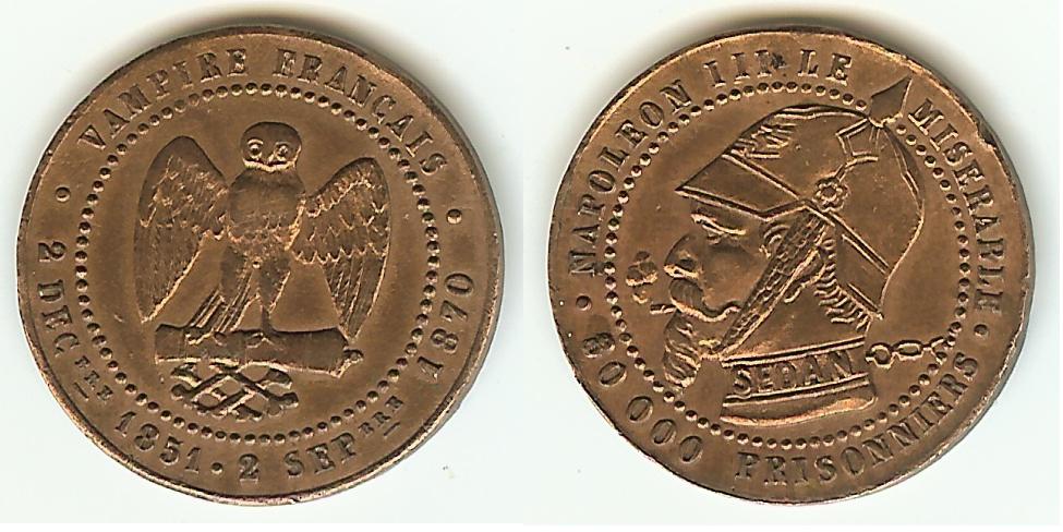 Satyrical 10 centimes Napoleon III 1870 VF+